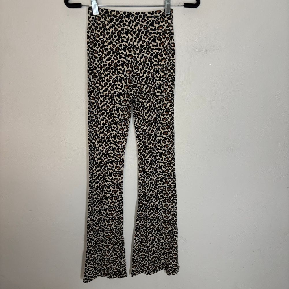 Missguided Pants Women's‎ 4 Leopard Print Jersey Flare Pull On Elastic Waist New